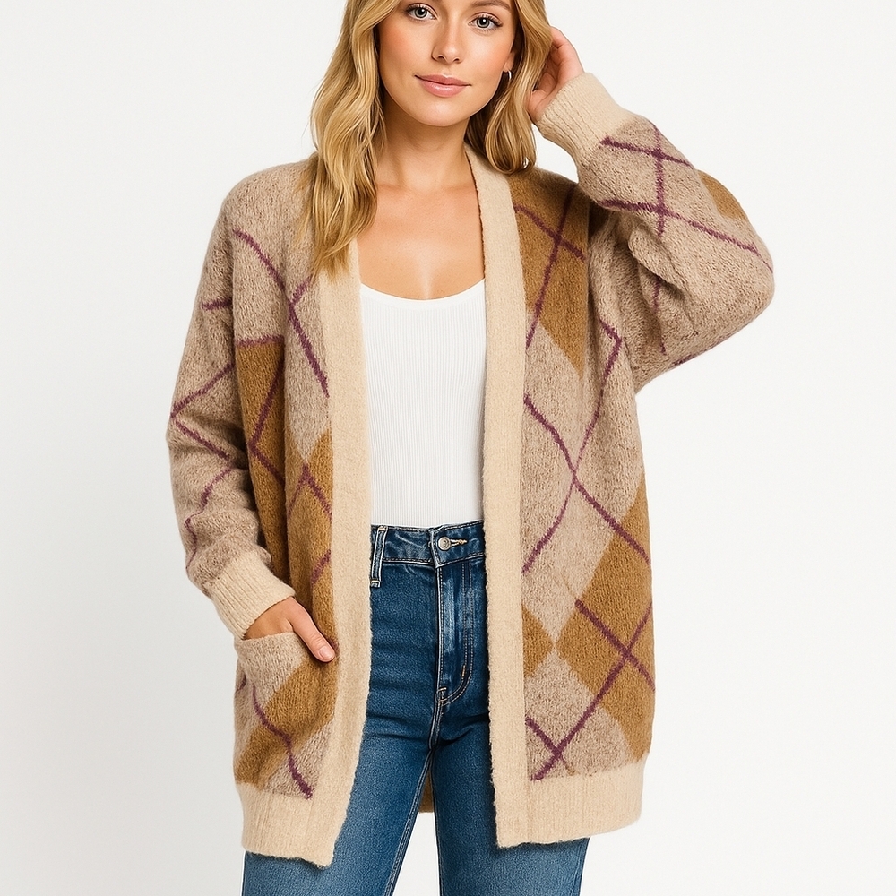 NWT Free People Argyle Avenue Cardigan, Alpaca Wool. New. XS. oversized.